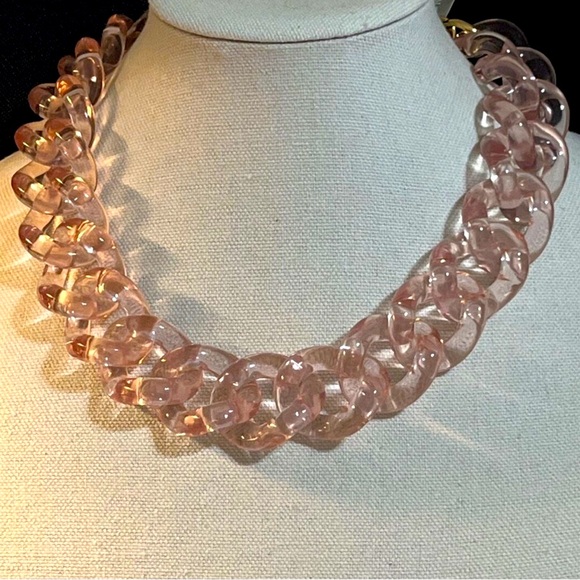 J. Crew Jewelry - J.Crew Light Pink Blush Lucite Chain Link 20” Statement Necklace
